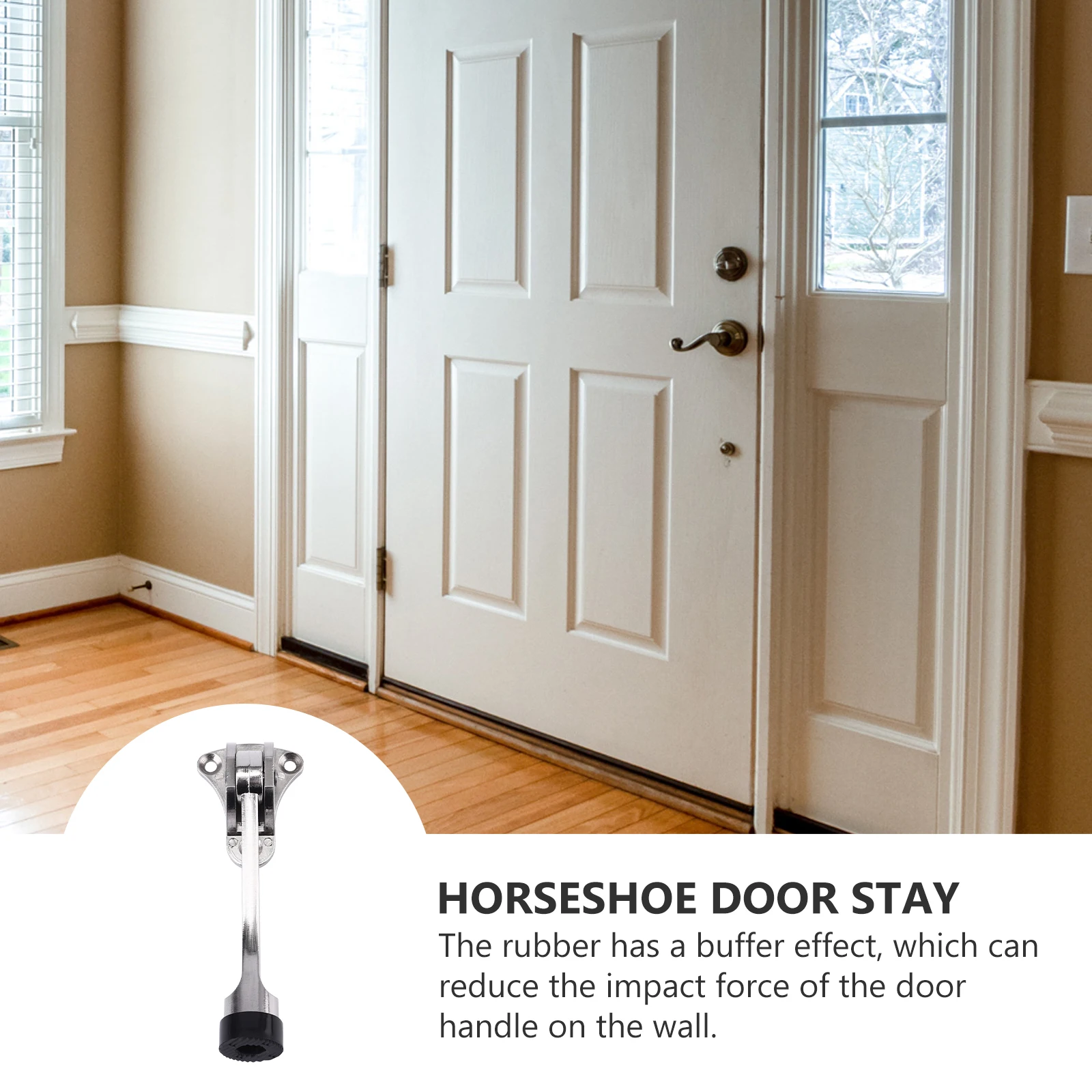 

Zinc Alloy Horseshoe Door Stop Wall Mount Doorstop With Screws Rubber Door Holder Premium Door Catch 2pcs