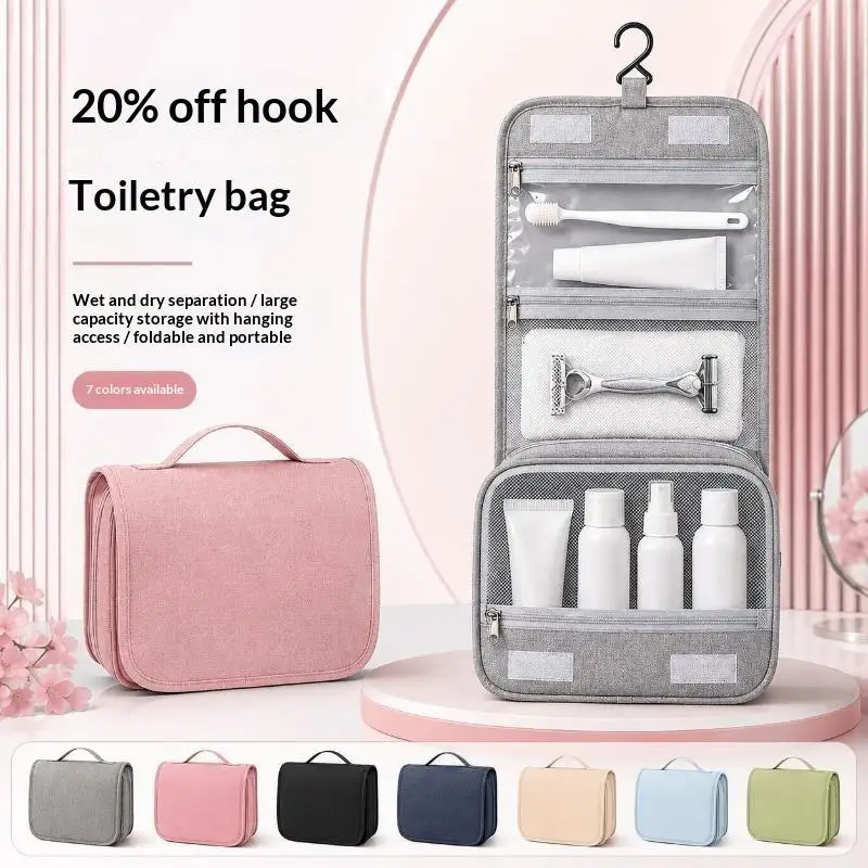 Hanging Toiletry Bag Waterproof Wet Dry Separation Large Capacity Durable Travel Cosmetic Pouch for Family Weekend Trips