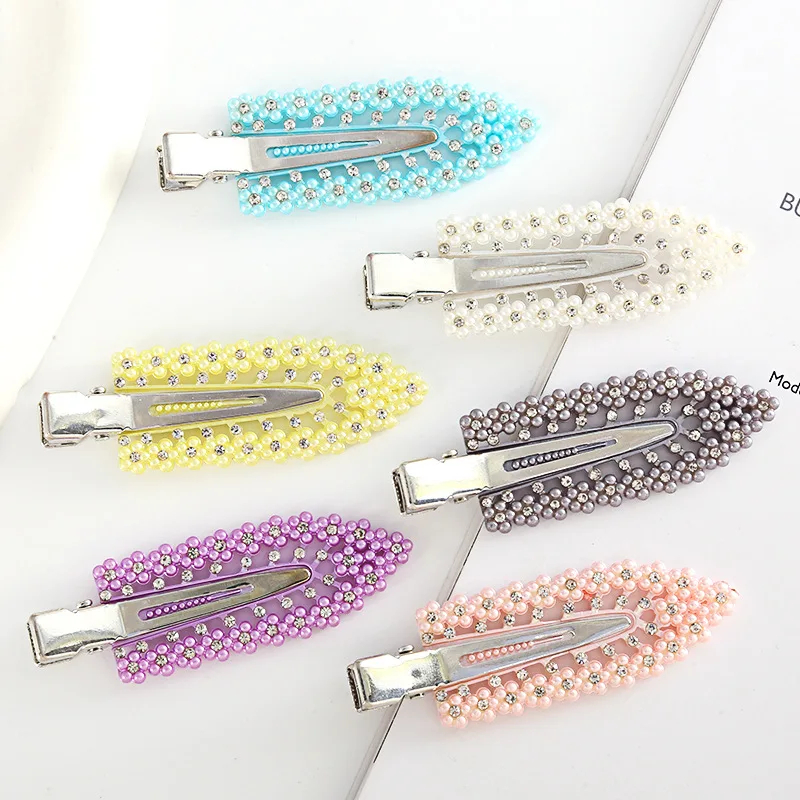 Acetic Acid Heart Geometric Metal Hairpin Traceless Hair Accessories Plastic Rhinestone Leaf Hair Clip Pin Women Girls Headwear