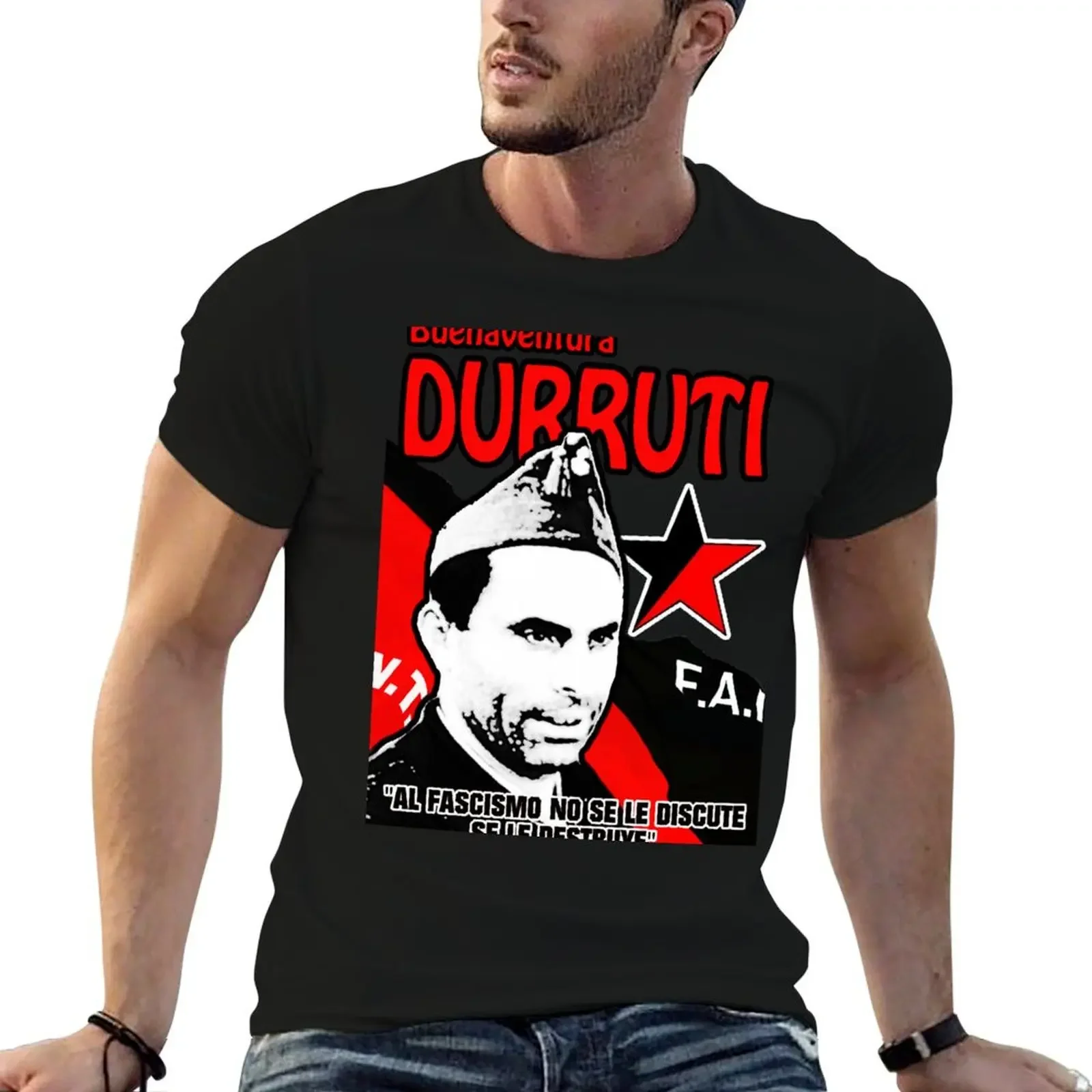 

DURRUTI CNT/FAI T-Shirt cotton man t-shirts custom t shirt Funny t-shirt man t shirt outfits for men