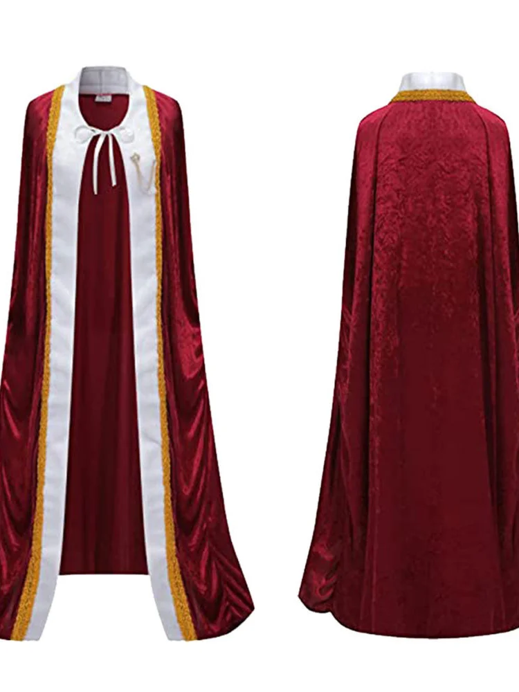

Large King Velvet Robe Long Red loween Costume for Adults Royal Queen Vintage Sle Prince Dr up Chinese Sle Skirt