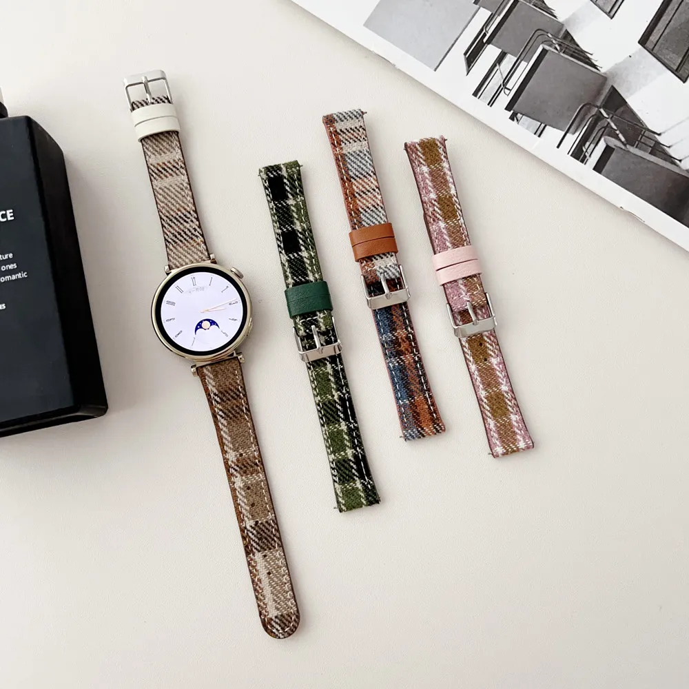 18 20 22mm Woolen Leather Strap for Samsung Galaxy Active Watch3 4Classic 6 42/46mm 5Pro 40/44mm Band for Huawei GT2/3/4 Amazfit