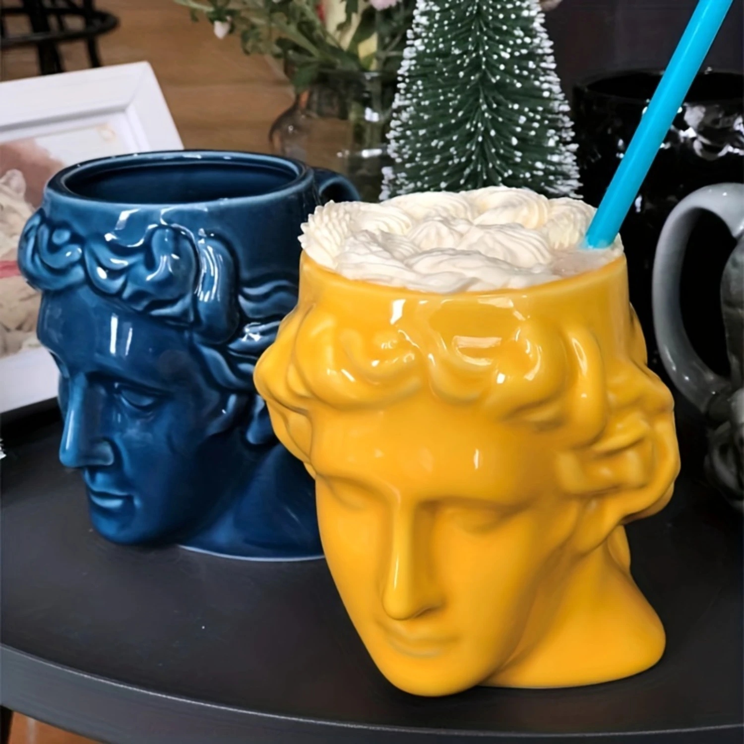 1 Stück Neuheit Kaffeetasse Lustige Bierbecher Statue 16,2 Unzen Keramikbecher Weihnachten Urlaub Geschenk Geburtstagsgeschenkidee für Männer und Frauen