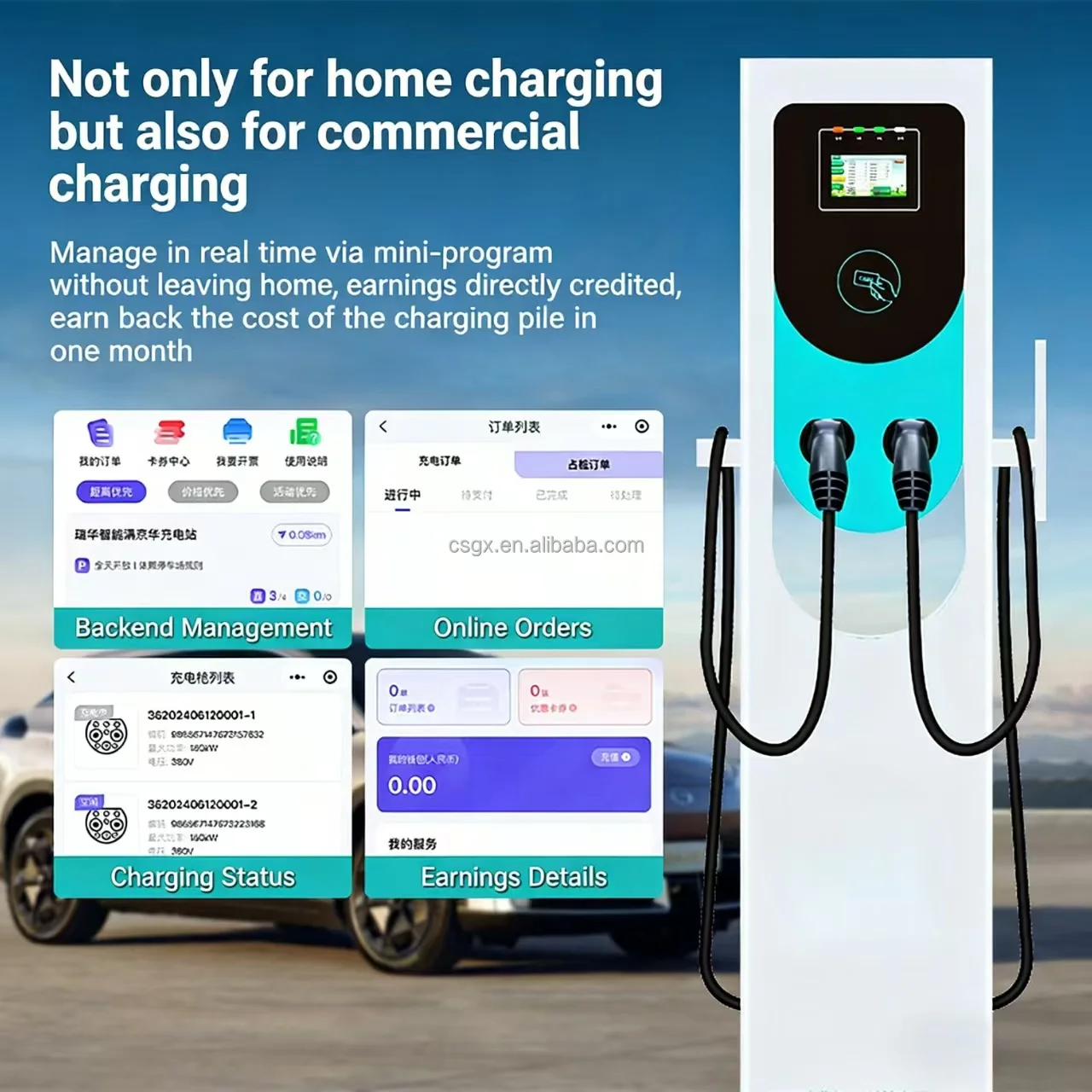 Factory Price 14kW AC GB Interface EV Charger Floor-Mounted Electric Car Charging Stations AC220V China for Home Garage