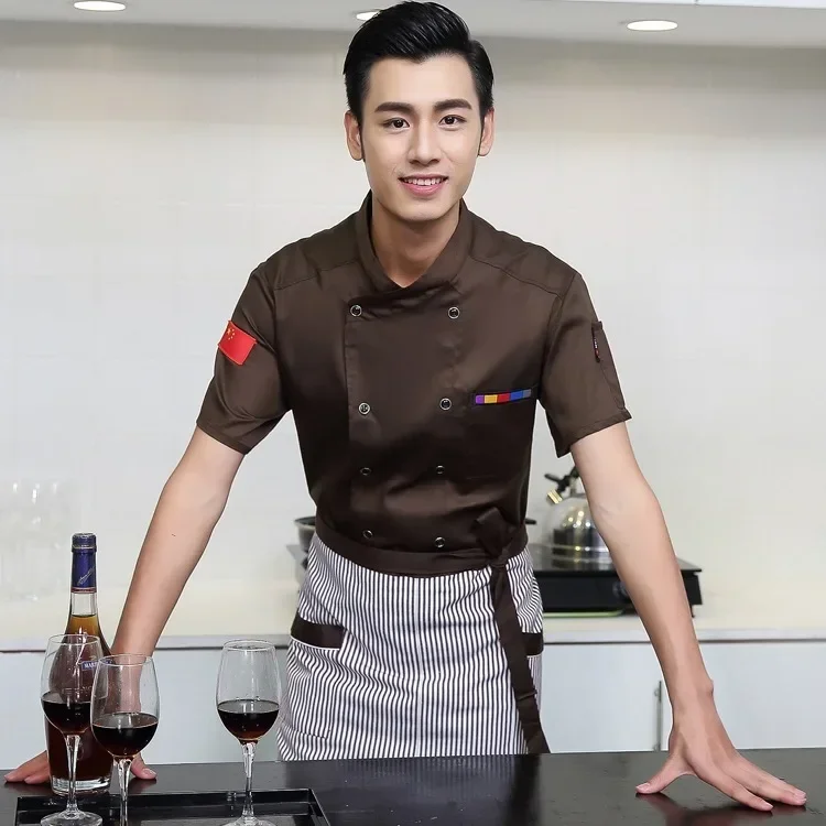 Man Western Restaurant Chef Jacket Woman Kitchen Chef Uniform Food Services Cooking Clothes Breathable Fast Food Chef Overalls