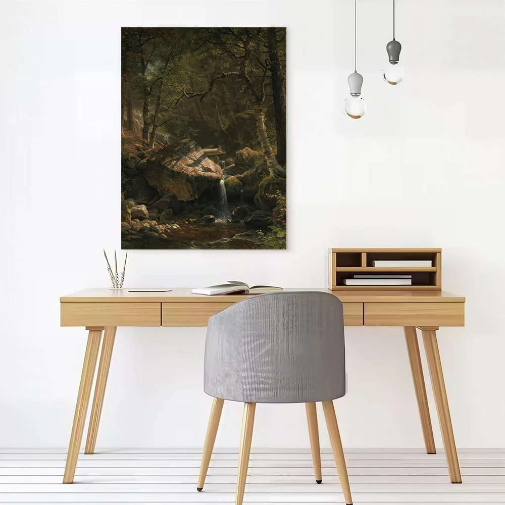 Forest Stream Painting Canvas Wall Art Poster Custom Wall Paintings Personalized Photo Printing for Living Room Decorations the