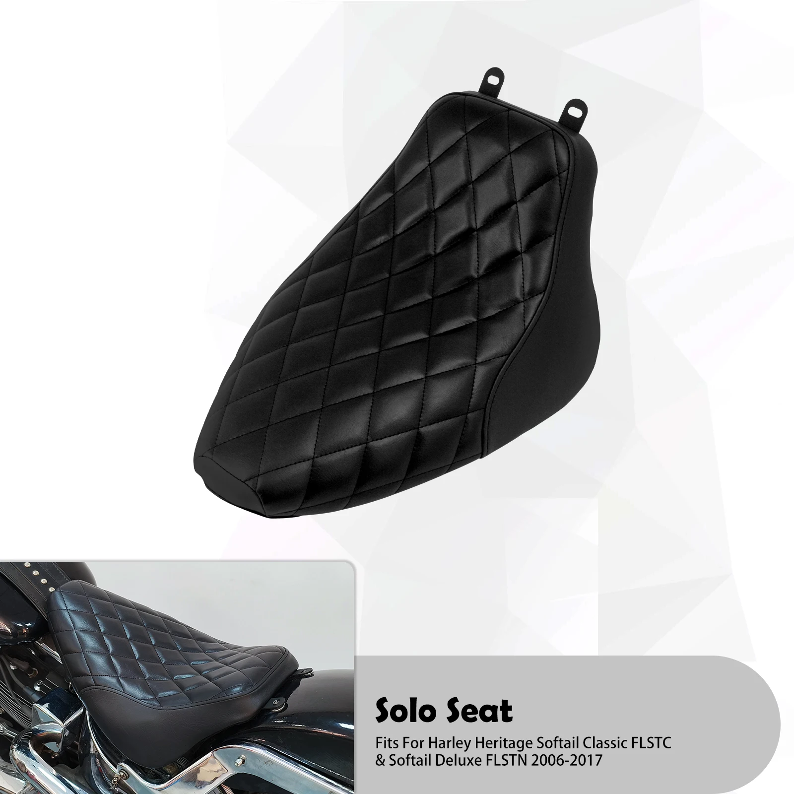 Driver Solo Seat Motorcycle Front Low Profile Seat Diamond Kussen Voor Harley Softail Classic Heritage FLSTC Deluxe FLSTN 06-17