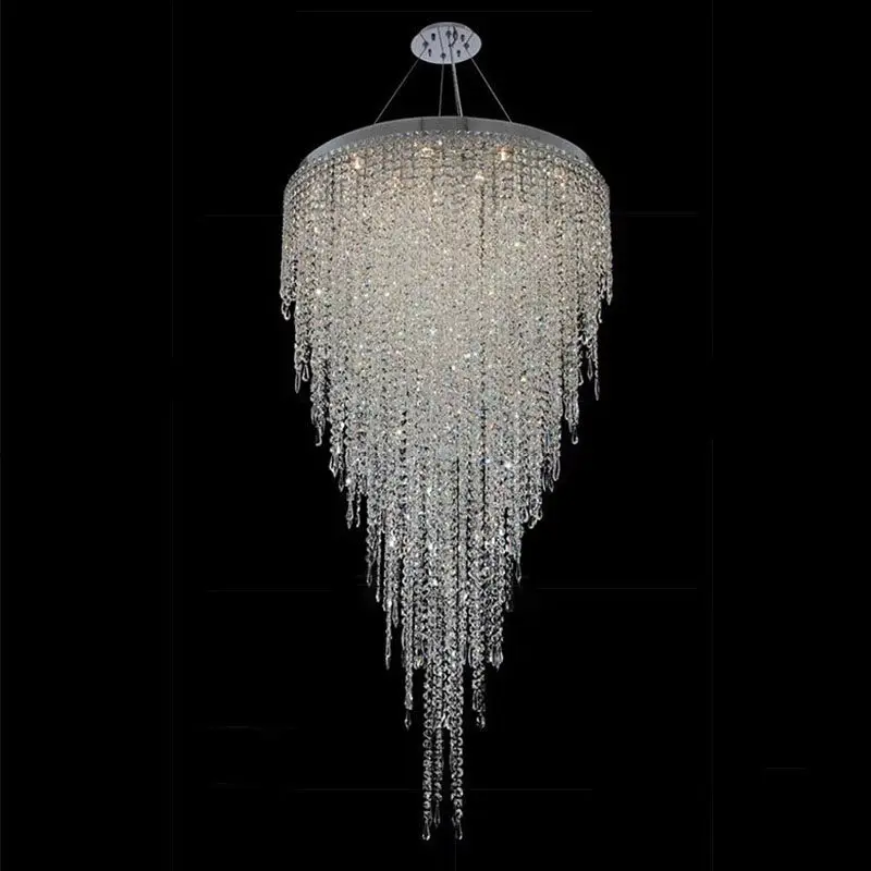 Loft duplex floor chandelier, living room staircase crystal chandelier