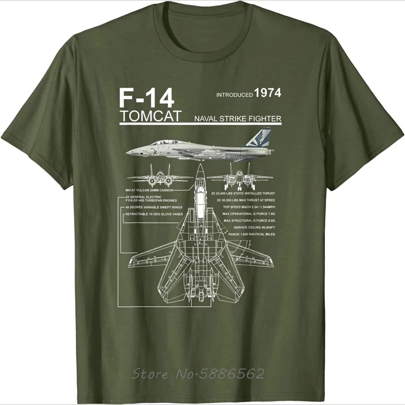 F-14 Tomcat Naval Fighter Jet Diagram تي شيرت عادية القطن س الرقبة تي شيرت للجنسين القطن التي شيرت ملابس للرجال الشارع الشهير