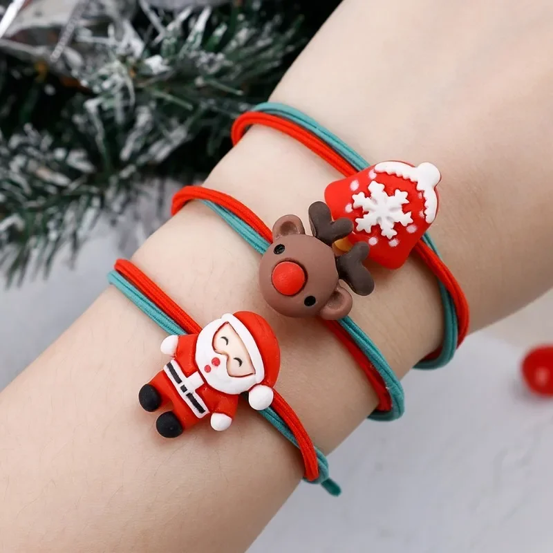 Elastic Rubber Bands Women Girls Cute Cartoon Christmas Hair Bands Daily Snowman Santa Elk Hair Bands Exquisite Hair Accessories