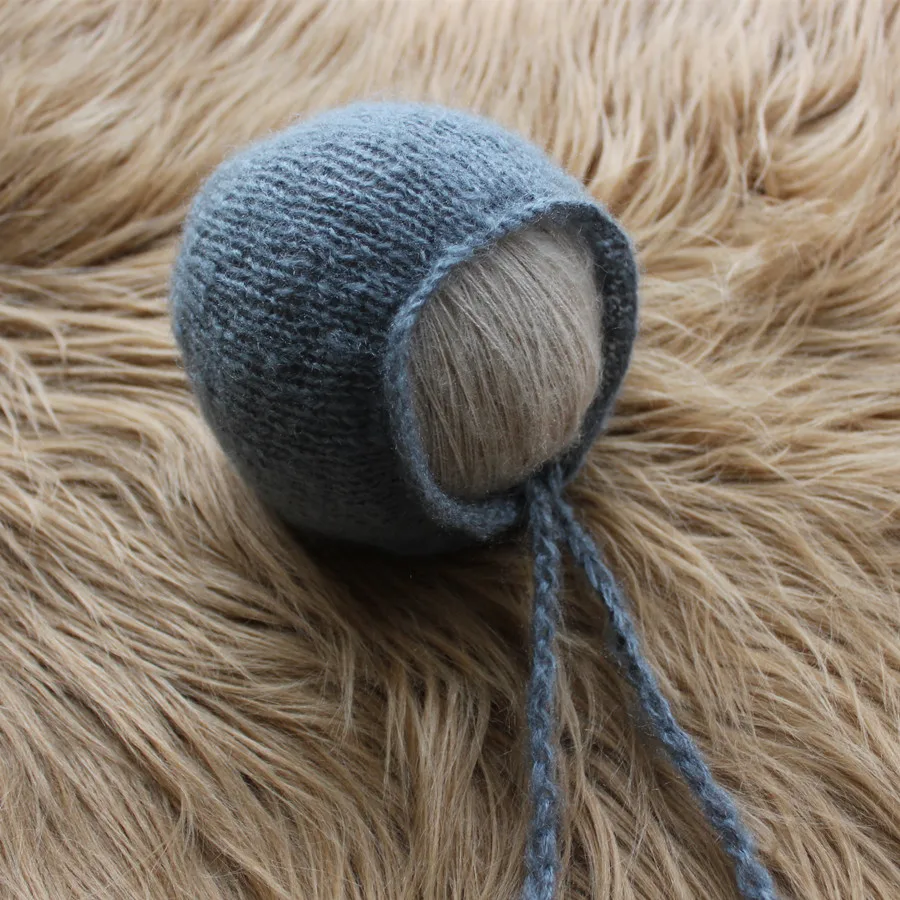 Bonnet en Mohair tricoté pour nouveau-né, accessoire pour bébé