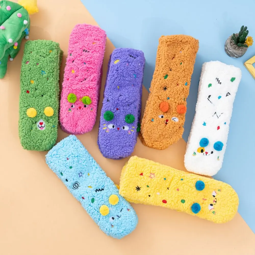 

Kawaii Cartoon Thick Thermal Socks Mid Tube Plush Sleeping Slipper Socks Foot Warmer Anti Slip Thickened Floor Socks Winter