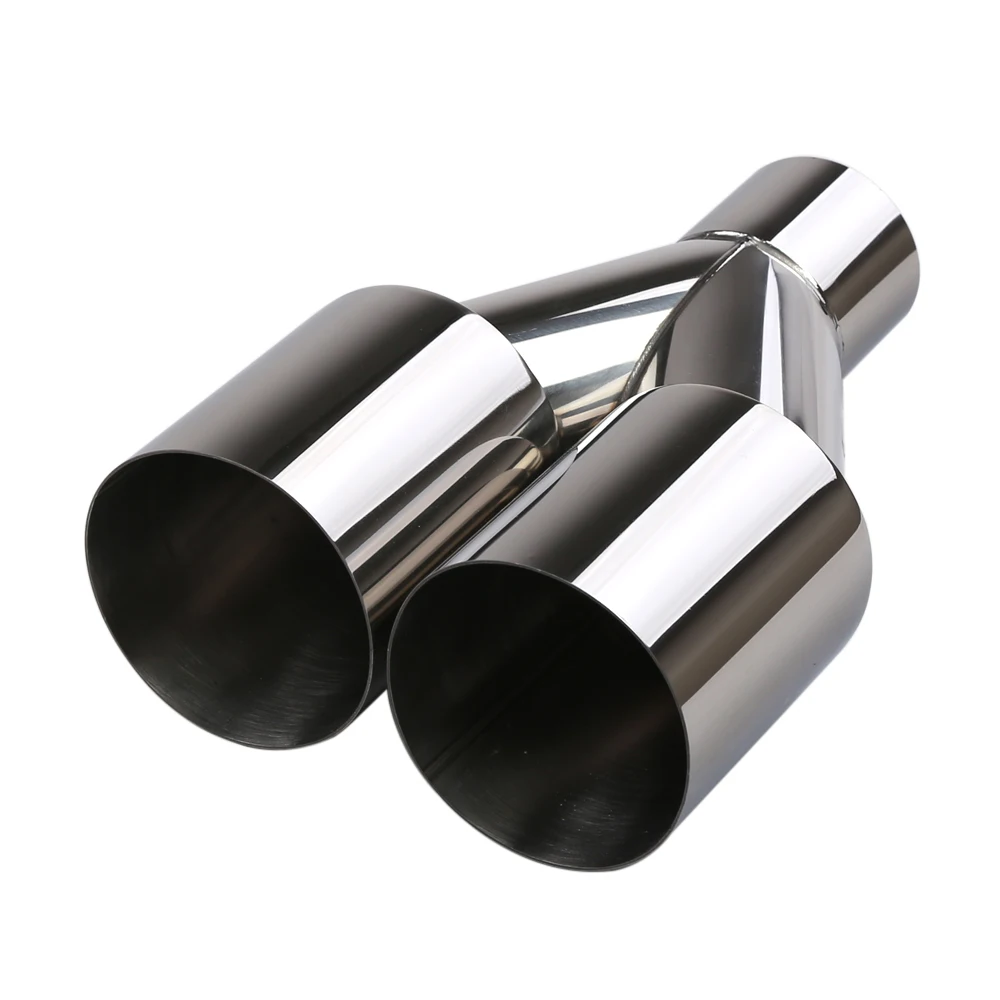 

Universal Dual Exhaust Muffler - 63mm Inlet 89mm Outlet Stainless Steel, Car Exhaust System Replacement Tailpipe Part ﻿