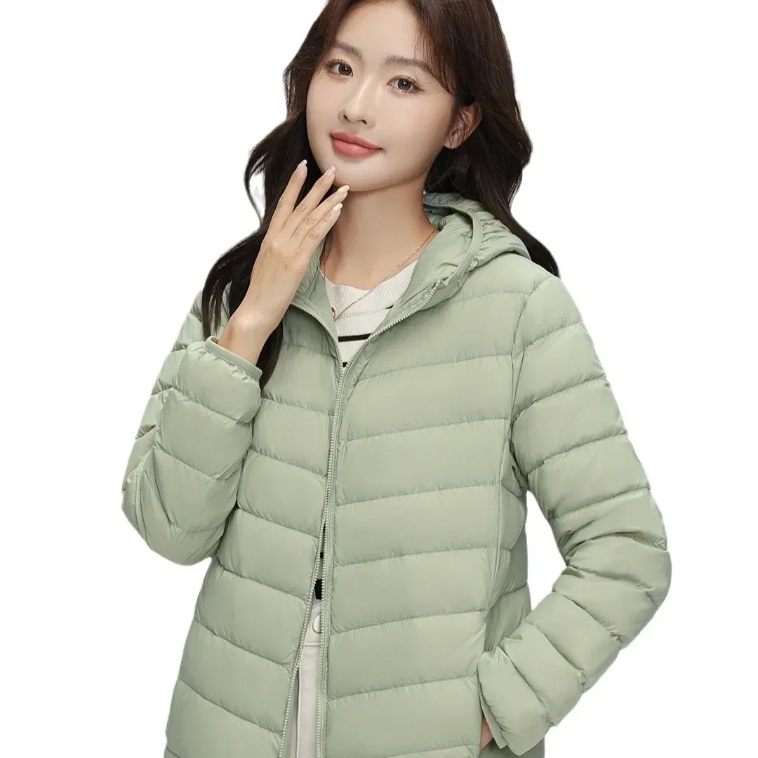 سترة خفيفة الوزن عالية التقنية 2025 معطف شتوي نسائي بقلنسوة بقصة ضيقة النسخة الكورية مقاس كبير #3