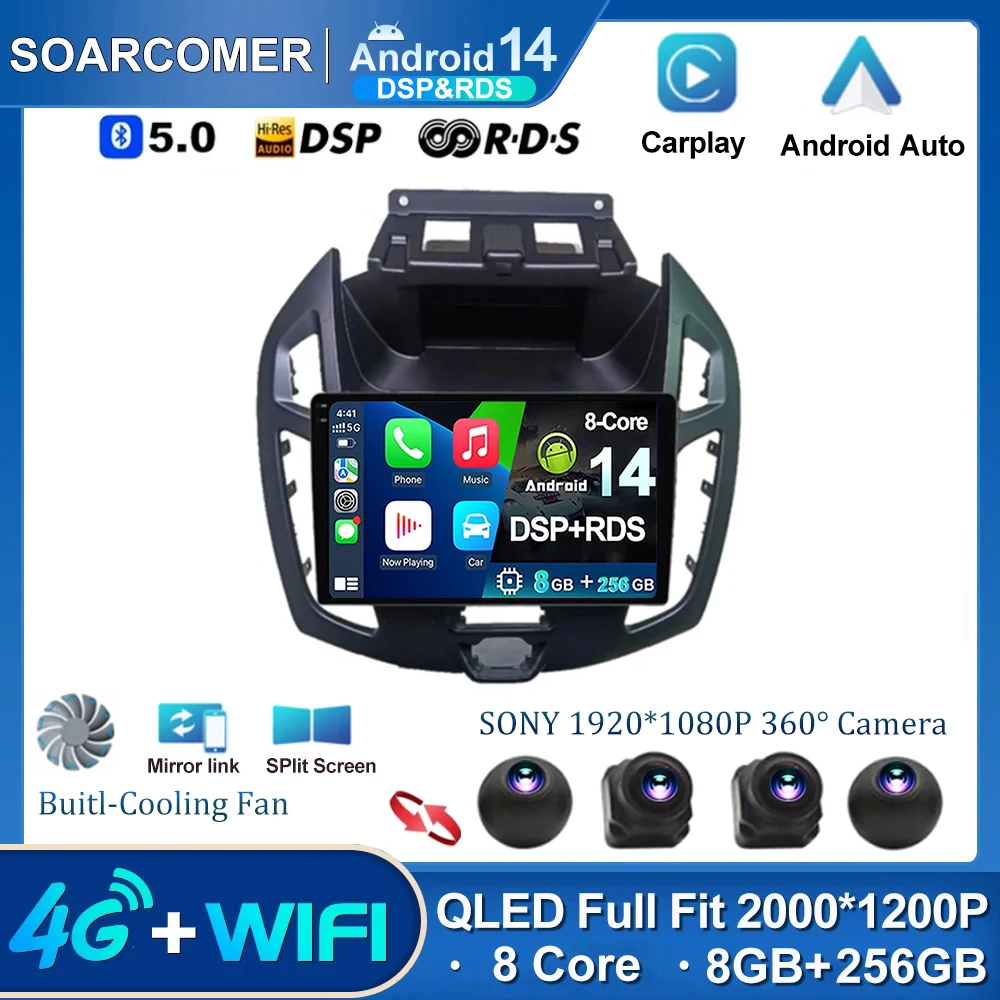 

Автомагнитола на Android 14 для FORD Transit Connect Tourneo Connect 2014-2019, GPS-навигация, автовоспроизведение, мультимедийный DSP плеер DSP