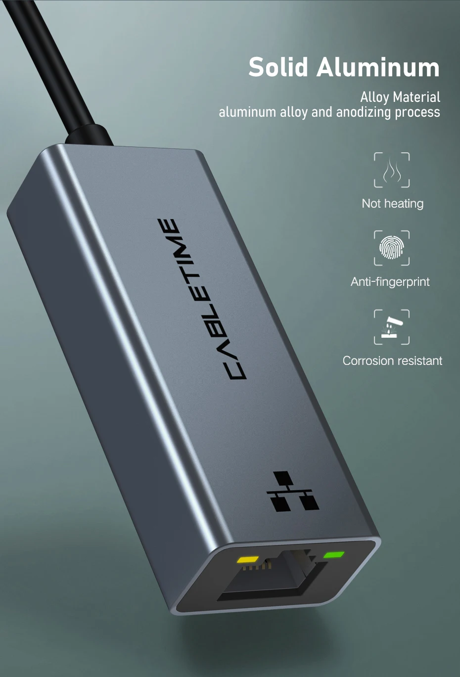 CABLETIME USB-Ethernet-Adapter 100/1000 Mbit/s USB 3.0 RJ45-Netzwerkkarte für MacBook Laptop Internet-Adapter RJ45-Adapter – Detail 7