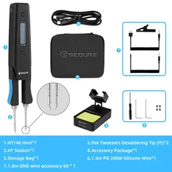 SEQURE HT140 2-IN-1 Hot Tweezers & Soldering Iron Compatible with C210 Tip Portable Tweezers Soldering Station Support PD|QC|DC