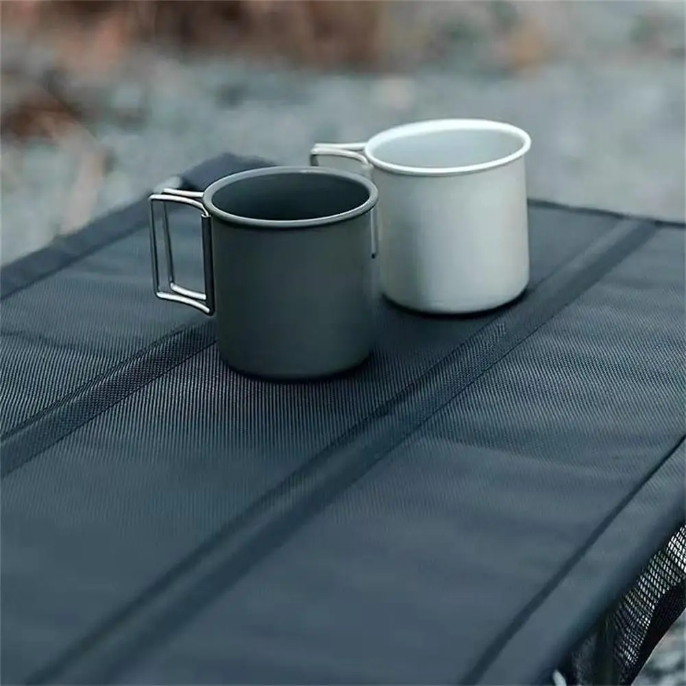 Taza de Camping al aire libre de 300ml con mango plegable, taza portátil ultraligera de aleación de aluminio para senderismo al aire libre y cocina