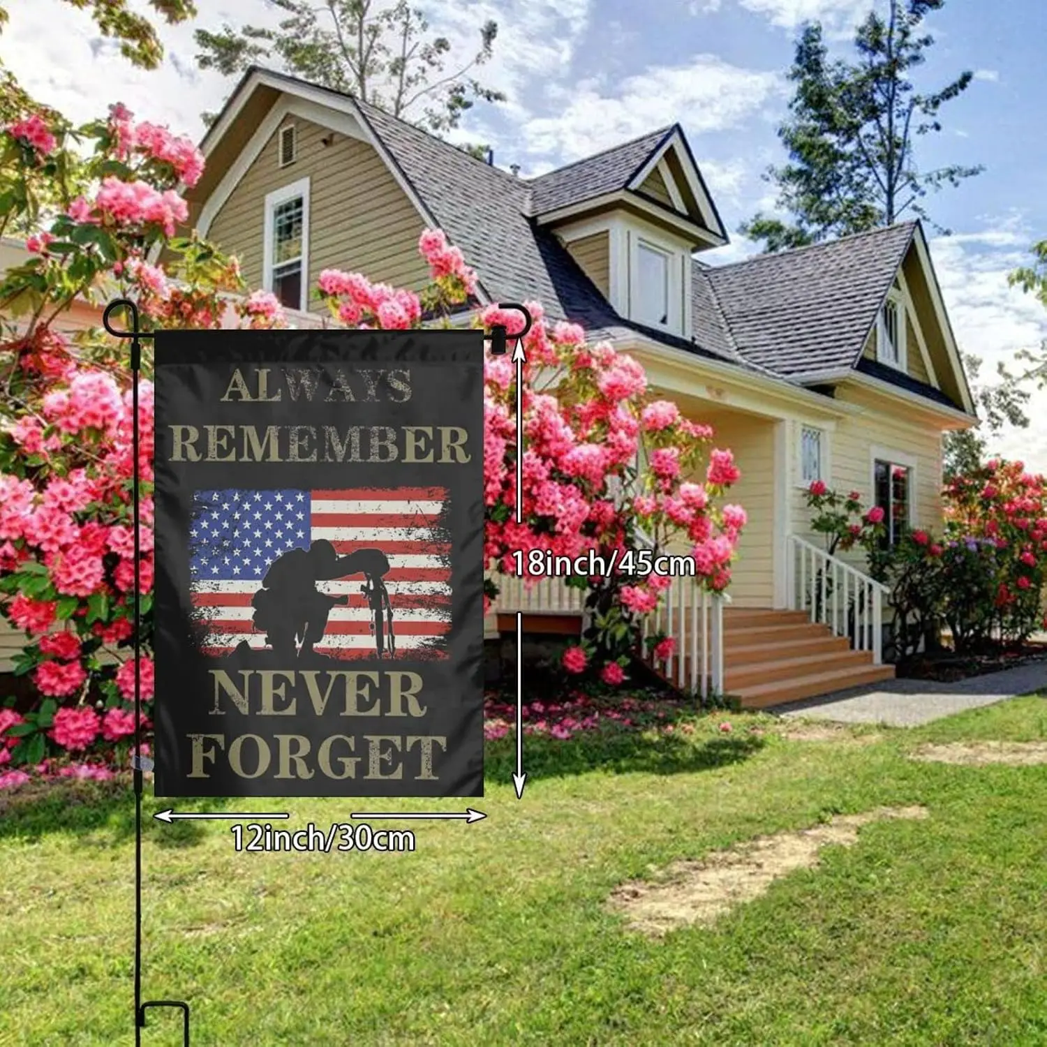 Memorial Day Never Forget Garden Yard Double Sided Vertical Flag 12 X 18 inch Indoors Outdoors Perfect Decoration kkz