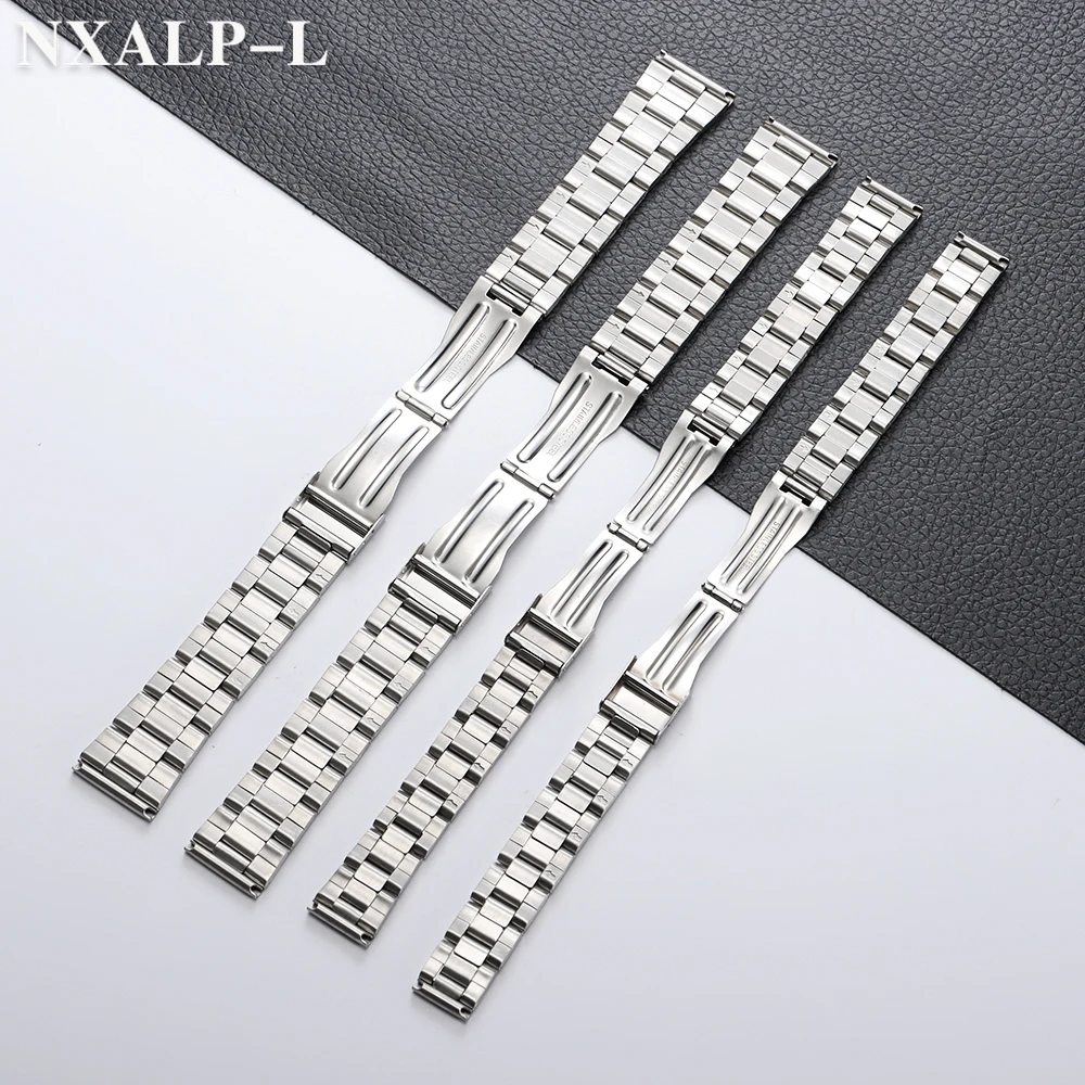 الفولاذ المقاوم للصدأ حزام الساعات 14 مللي متر 16 مللي متر 20 مللي متر 22 مللي متر النساء الرجال العالمي سوار معدني ل Seiko ل أوميغا معصمه للطي مشبك