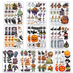 10 SZTUK kreatywnych naklejek z tatuażami Halloween Pumpkin Ghost Cartoon Element Wodoodporne, nietoksyczne, bezpieczne i łatwe do czyszczenia