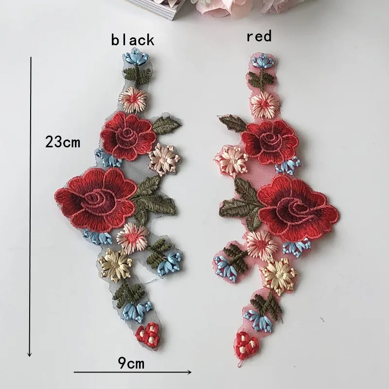 メッシュ刺繍生地貼り付けパッチ,ドレス,衣類,チャイナドレス,手刺sewingアクセサリー,1ペア