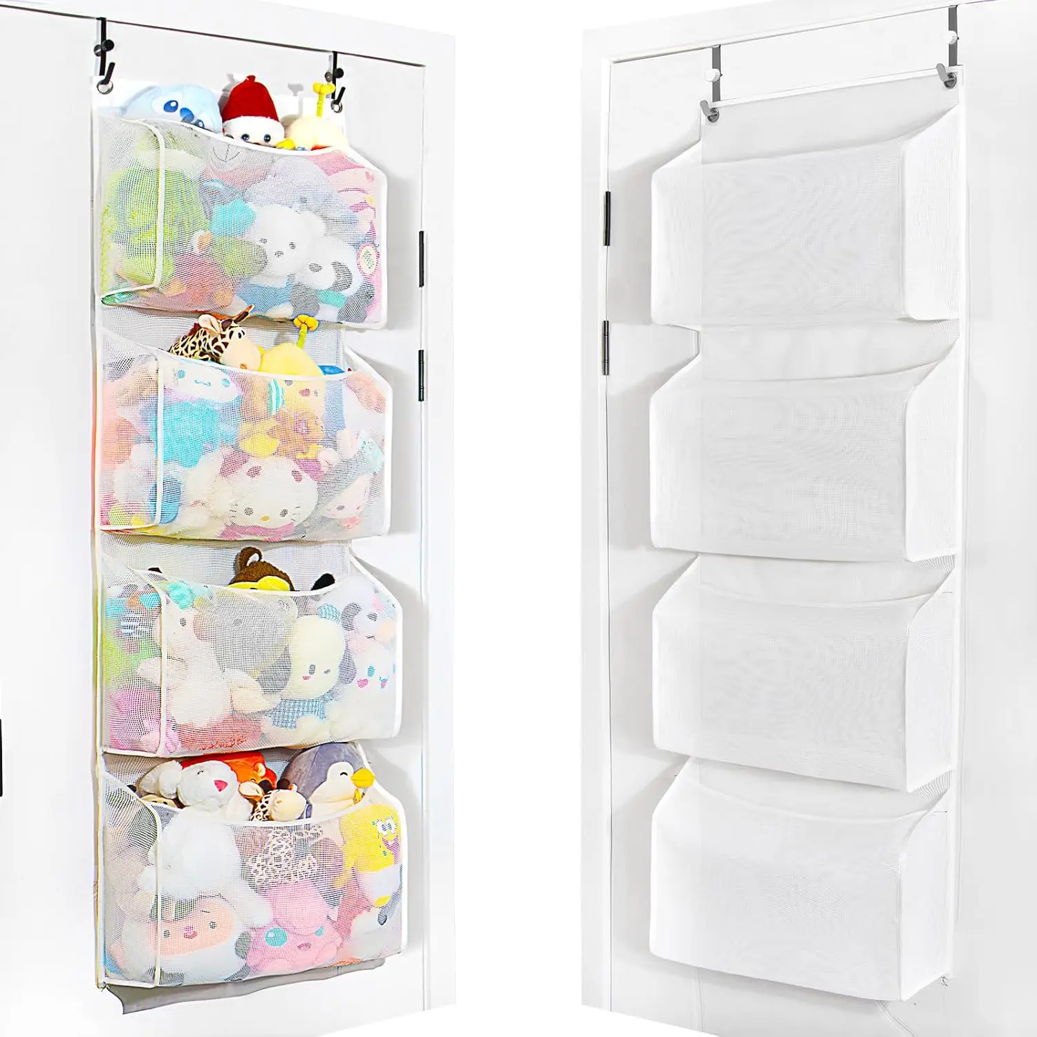

Upgraded Over the Door Stuffed Animal Organizer – Adjustable No-Damage Hooks, 3D Design with 50% More Capacity, for Plu