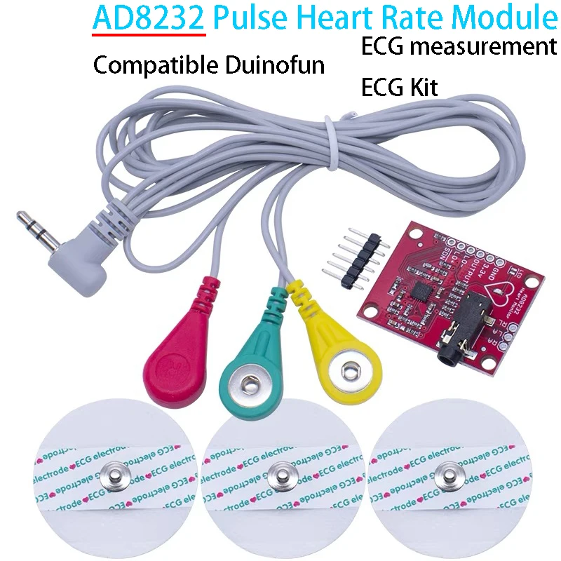 1PCS ECG AD8232 Pulse Heart ECG Kit Compatible with Duinofun Dev Boards