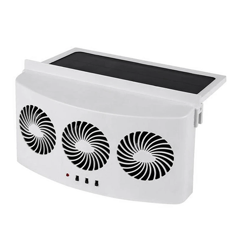 2X Solar Powered Car Fan Car Auto Cool Cooling System Radiator Fan Cooling Fan Energy Saving Car Cooler Fan-White