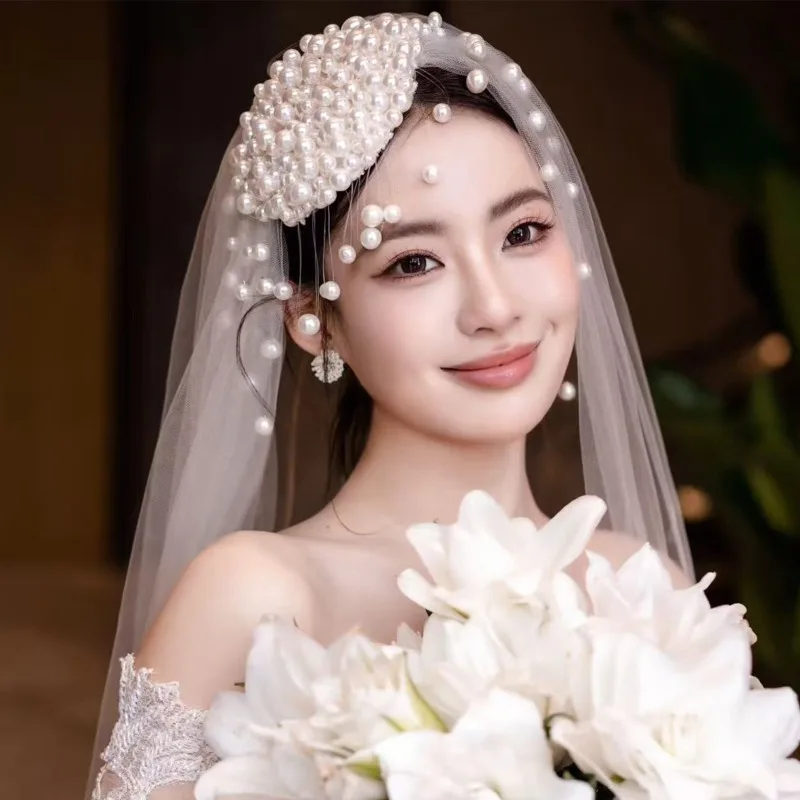 

Французская ретро-фата с кисточками из искусственного жемчуга, высококачественные аксессуары для волос, свадебный головной убор