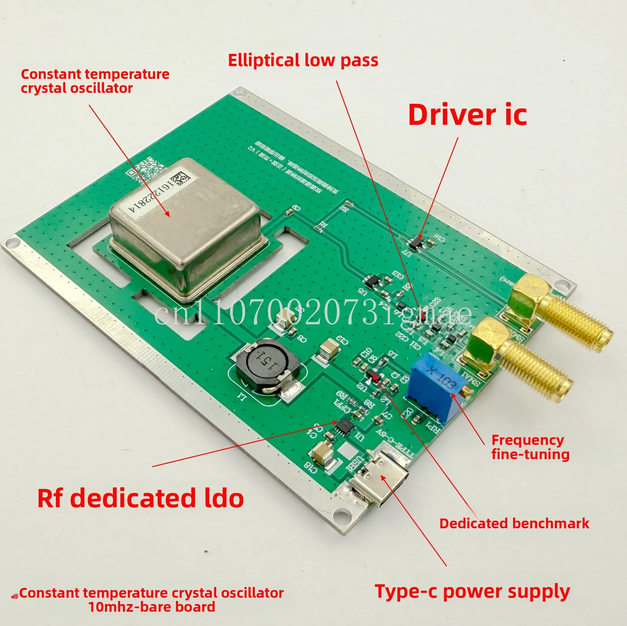 10M OCXO board, constant temperature crystal oscillator, 10MHz, good stability, sine wave output, low pass