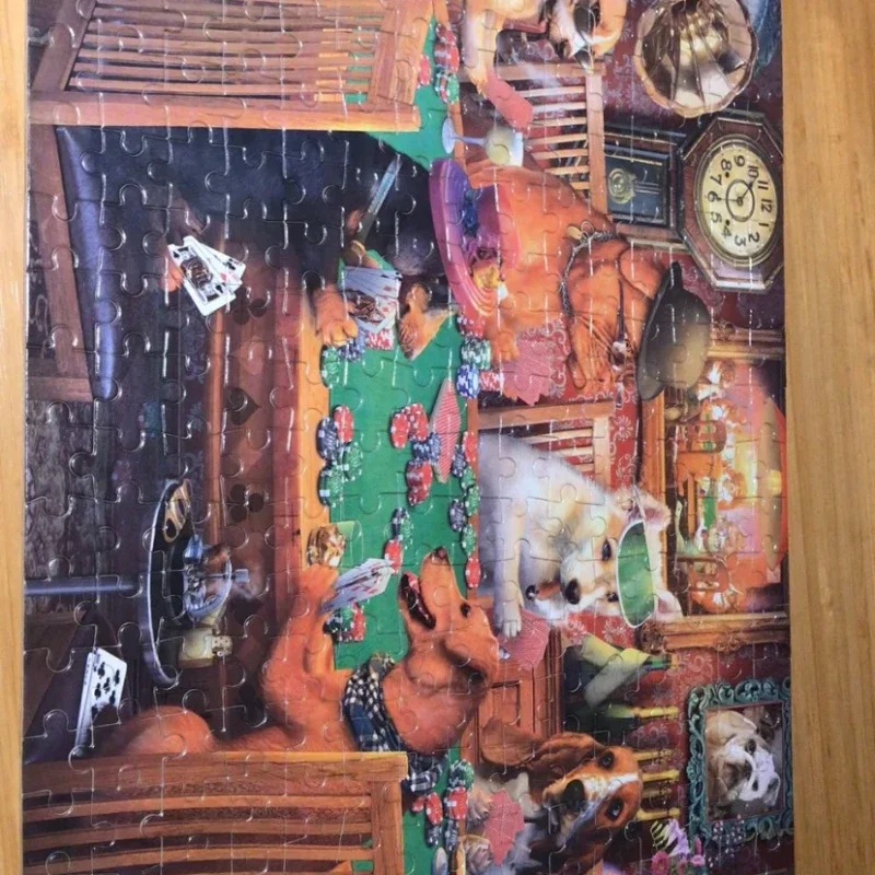 38*26cm Adults 1000 Pieces Paper Jigsaw Puzzles Puppy Gathering Cute Animals Paintings Stress Reducing Toys Christmas Gifts