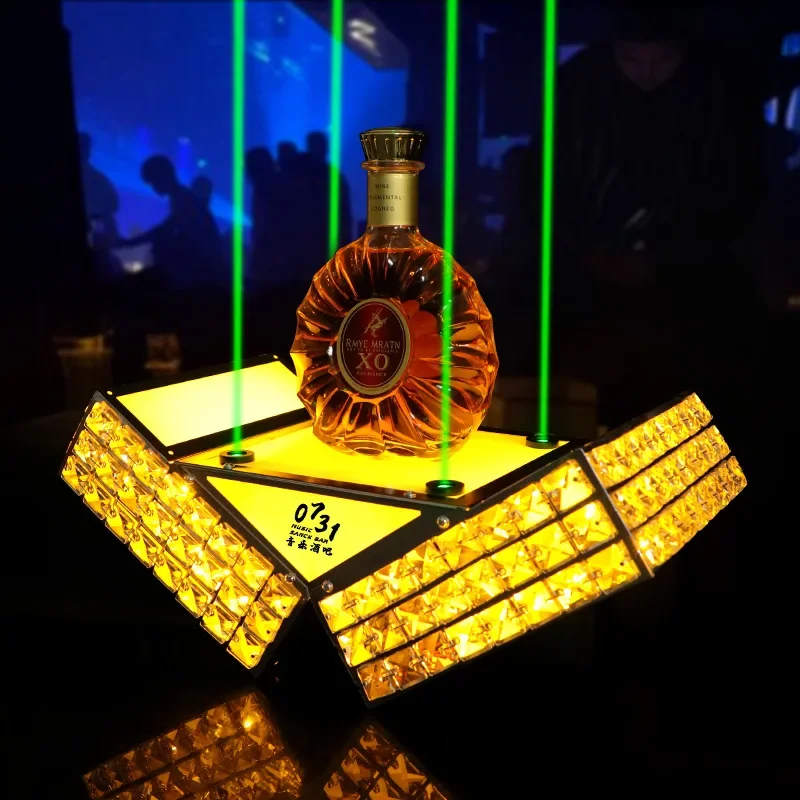 Bar Nachtclub Metalen Kasteel Led Licht Basis Whisky Wijn Champagne Display Drager Fles Presentator Verheerlijkers Met Laser