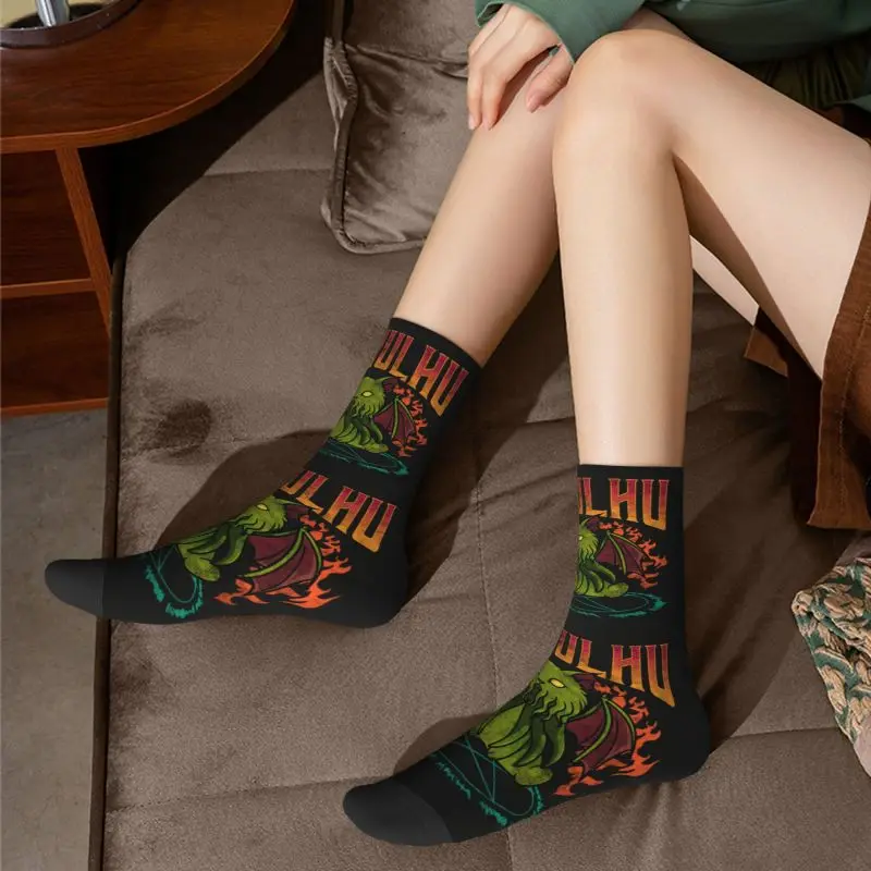 Calcetines divertidos de Cathulhu Cat Cthulhu para hombre y mujer, medias deportivas cálidas con estampado 3D para baloncesto