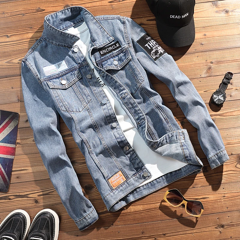 

Мужская джинсовая куртка весна-осень 2025: Новинка от модного корейского бренда, стильный топ, рабочая одежда