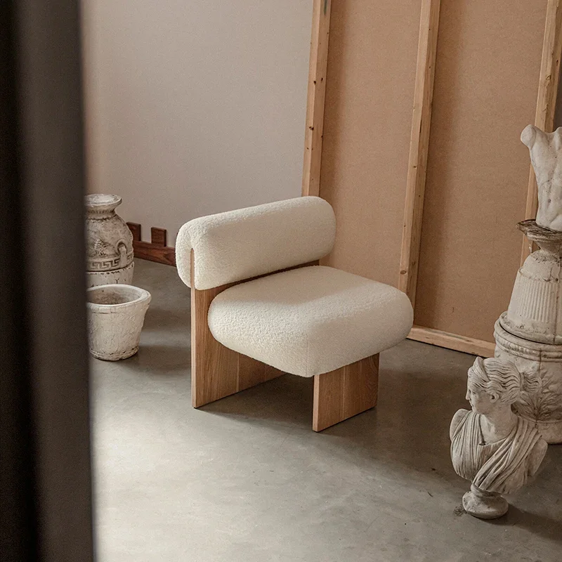 

Cream Style Simple Leisure Couch Designer Small Apartment Living Room Home Lambswool Armchair