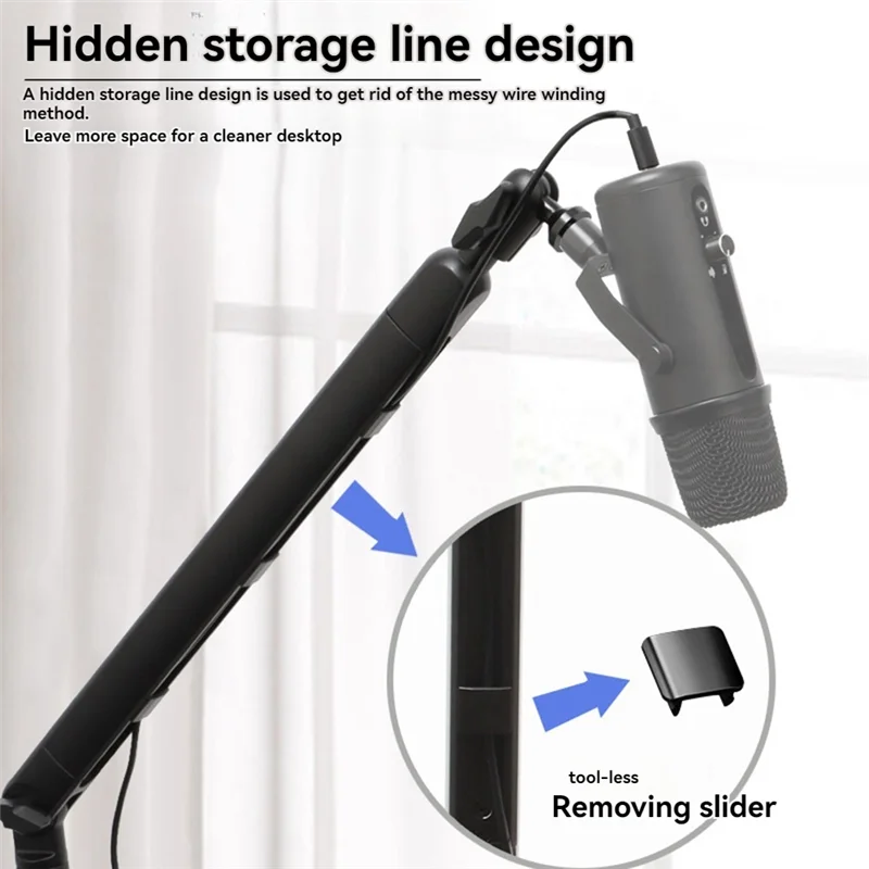 LXYB18B Mic Stand Desk, Heavy Duty Boom Bear With Desk Mount Clamp, Adjustable Microphone Stand Desk, Desk Mic Stand