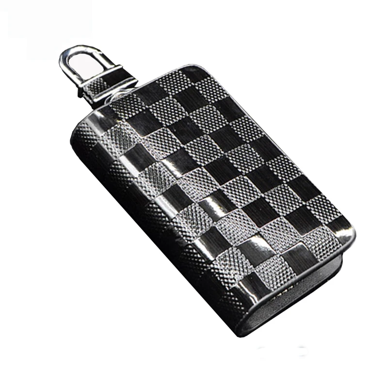 10pc Universal Key Fob Cover Car Key Case Key Fob Protector Genuine Leather Car Keychain Holder Metal Hook Key Ring Zipper Bag