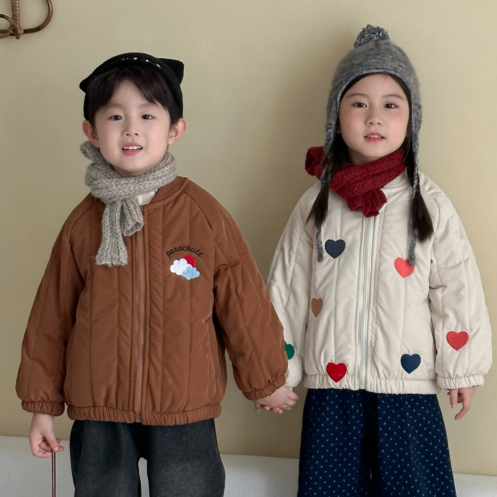 

2025 Winter New Children Plus Velvet Thick Coat Cute Cartoon Embroidery Girls Padded Jacket Boys Fleece Warm Coat Kids Clothes