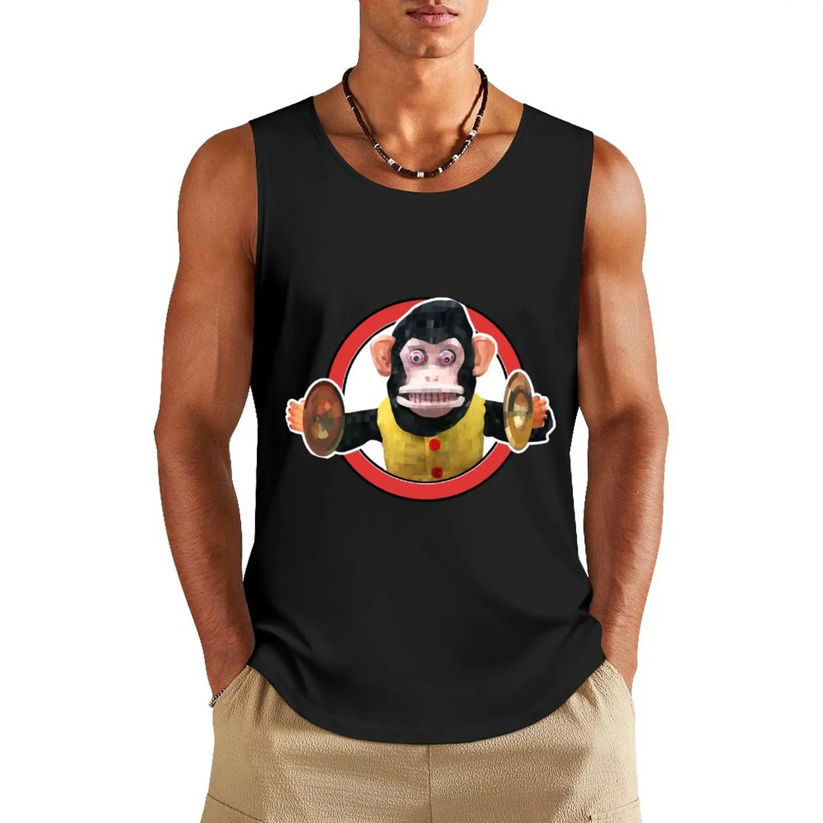 Mono de juguete con platillos, camiseta sin mangas, ropa de hombre, ropa de gimnasio