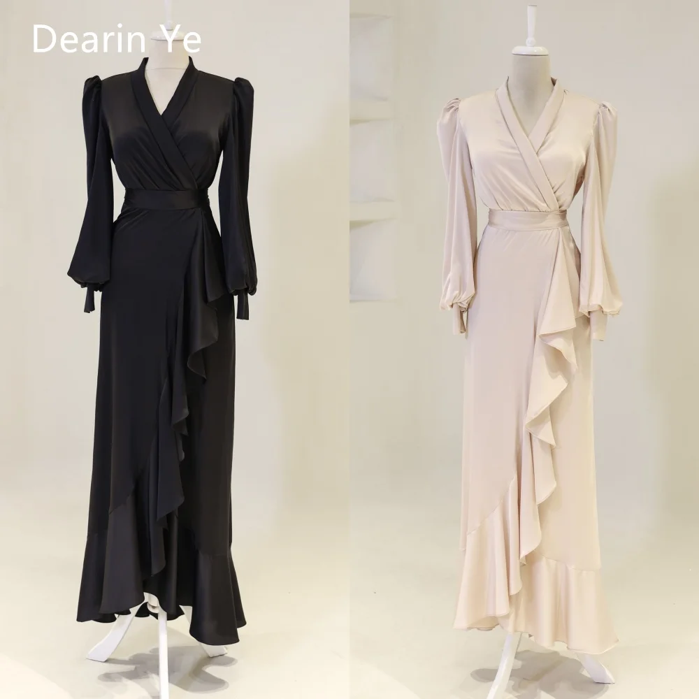 

Customized Saudi Arabia Prom Dress Dearin V-neck Column Floor Length Skirts Fold Bespoke Occasion Dresses Formal Evening Gown