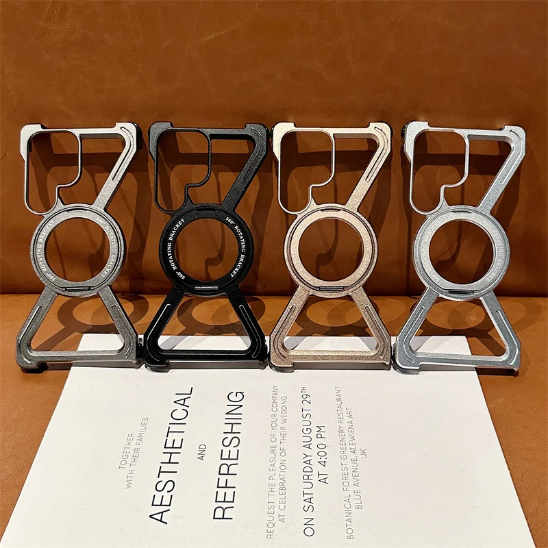 

Чехол для телефона с подставкой Magsafe из алюминиевого сплава для Samsung Galaxy S23 S24 S25, ультраметаллическая безрамная подставка 360, магнитный противоударный чехол