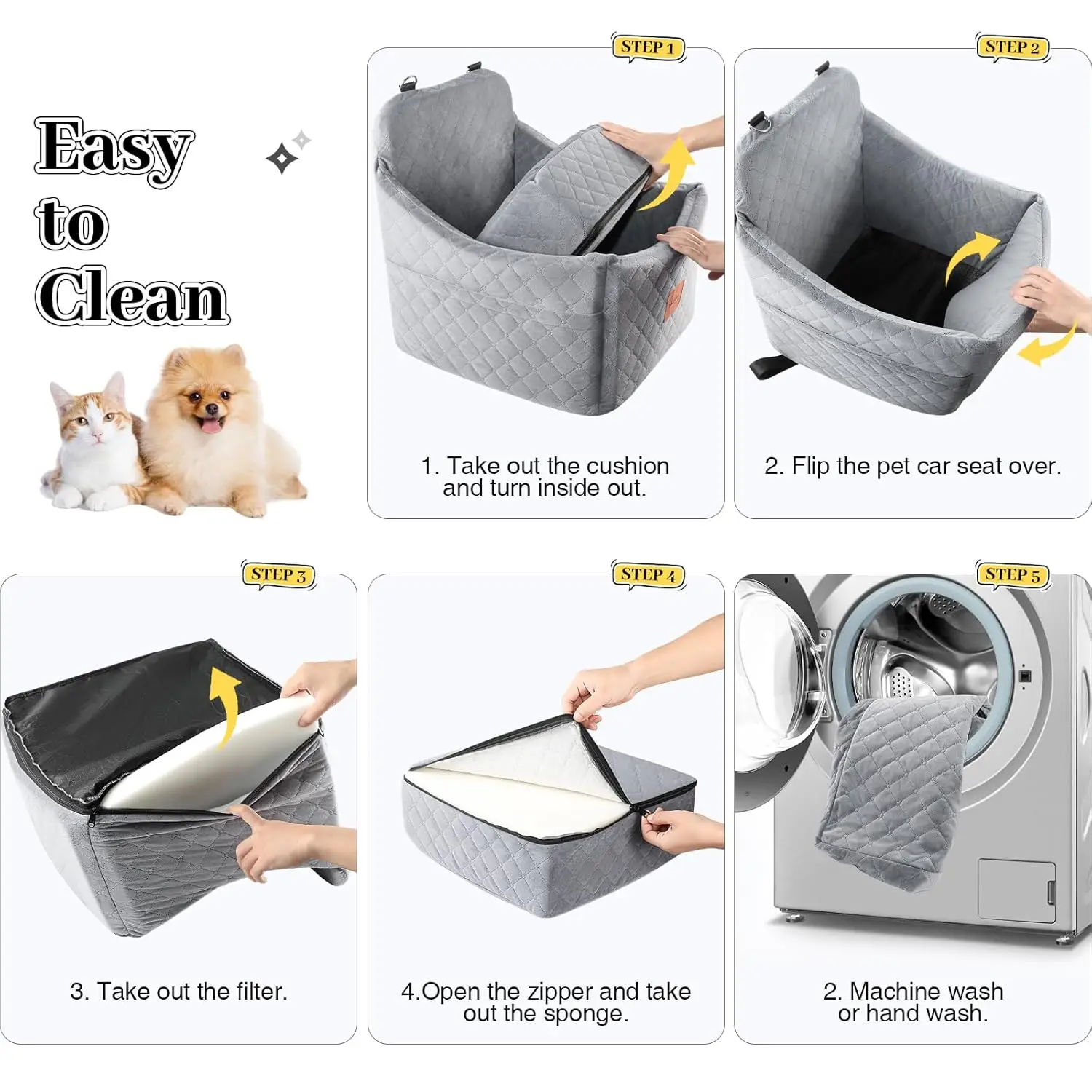 Asiento elevador viaje perros pequeños con cinturón de seguridad - imagen 4