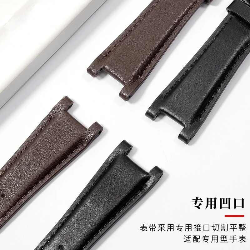 Correa de reloj de cuero genuino para hombres y mujeres, pulsera de reloj Gucci Ya1332 1333 1335 Gucci GC Notch, correa de reloj de cuero de vaca