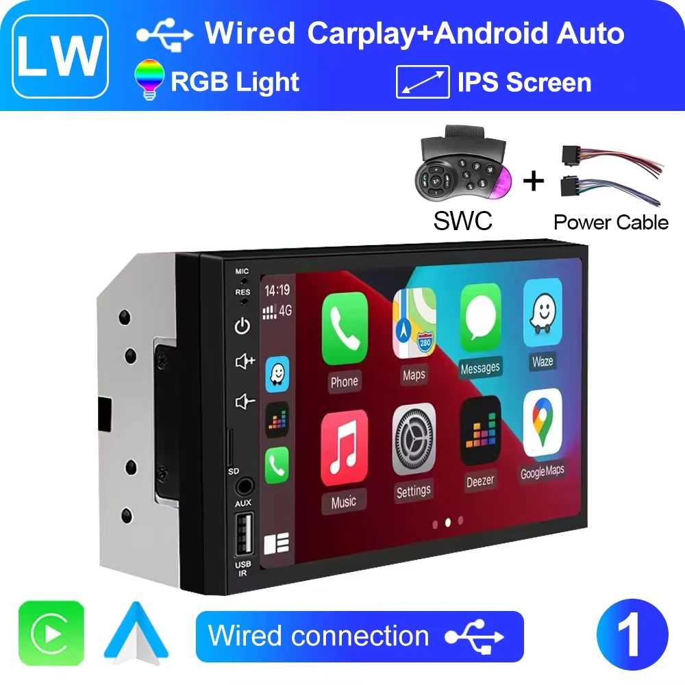 XIMA 7 inch universele 2-DIN draadloze en bedrade CarPlay Android Auto autoradio multimediasysteem MP5 audio 2-DIN autoradio