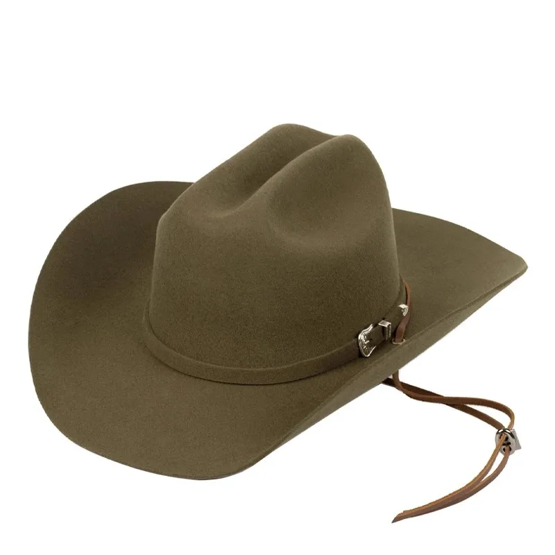 Olive Cowboy Hat for Women and Men with Shapeable Wide Brim - Felt Cattleman Western Hats for Cowboys and Cowgirl