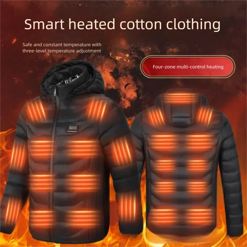 23 Areas Winter Intelligent Heating Cotton Jacket Men's Self Heating Parka Women Warm USB Electric Four Controls Heated Clothes