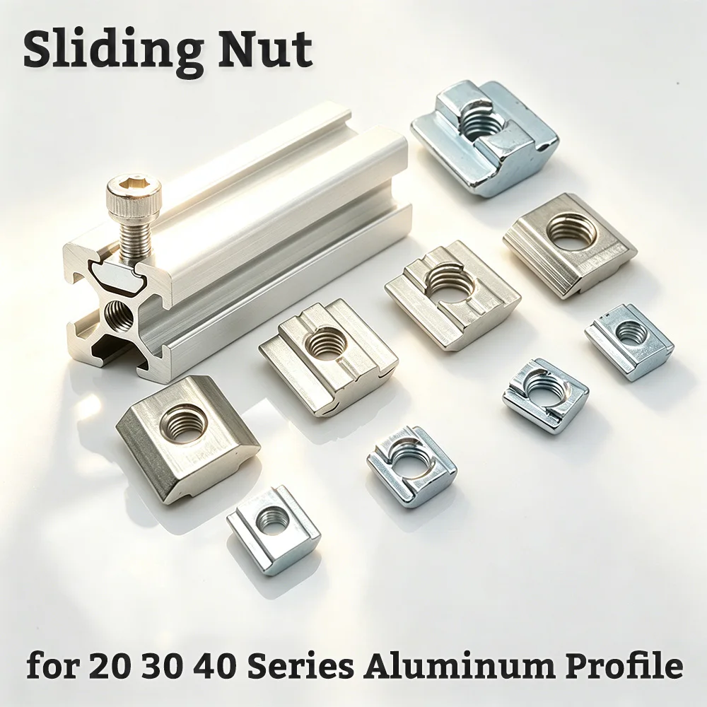 Sliding Nut for 20 30 40 Series Aluminum Profile– M3-M8 Slide-in Hammer Head T-Slot Nuts Carbon Steel Zinc Plated for 3D Printer