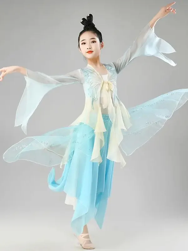 

Hanfu Classical Dance Costumes Traditional Elegant Chinese Fan Dance Dress Kids Yangko Dancewear Folk Umbrella Dance Clothes