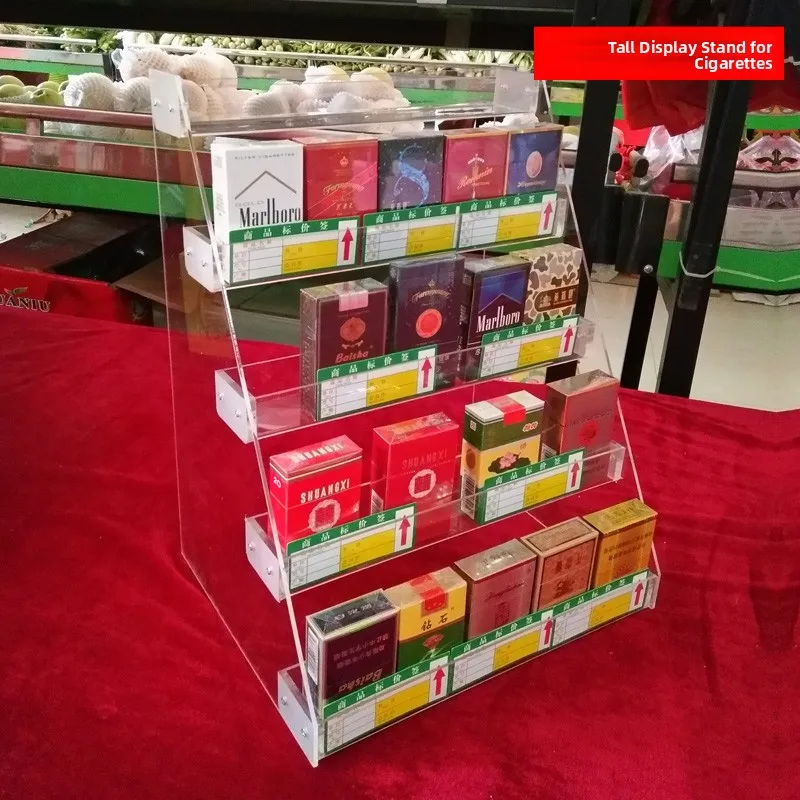حامل عرض السجائر الأكريليكي لطاولة الكاشير، منظم منتجات التبغ، رف لطاولة المتجر، حامل علب السجائر بتصميم بسيط